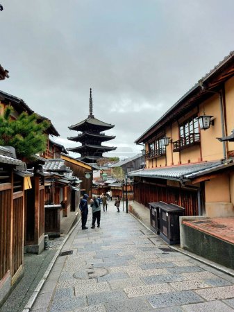 Photo for Kyoto, Japan - February 22, 2024: Road to Yasaka Pagoda, Yasaka Pagoda photo spot - Royalty Free Image