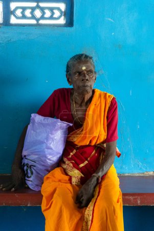 Photo for A Tamil woman waiting at Nainativu North Jetty, Sri Lanka - Royalty Free Image