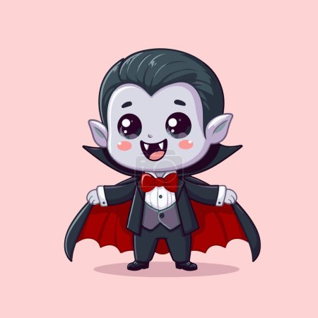 Illustration pour Vecteur mignon vampire dessin animé illustration isolé sur un fond blanc. personnage de dessin animé vampire. - image libre de droit