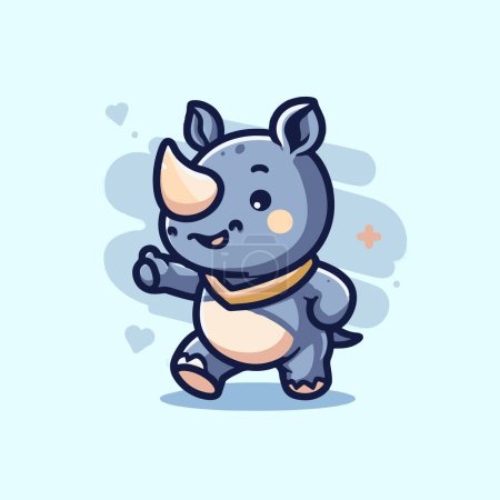 Illustration for Cute cartoon rhinoceros animal - Royalty Free Image