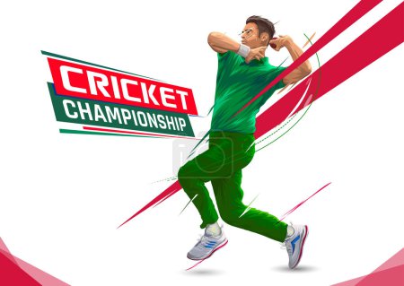 Bowler bowling in cricket championship sports. Vector illustration of cricket bowler in action. Cricket championship Banner vector illustration