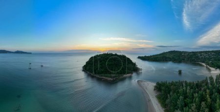 Photo for Aerial view beautiful sunset above Kala island at Layan beach Phuket - Royalty Free Image