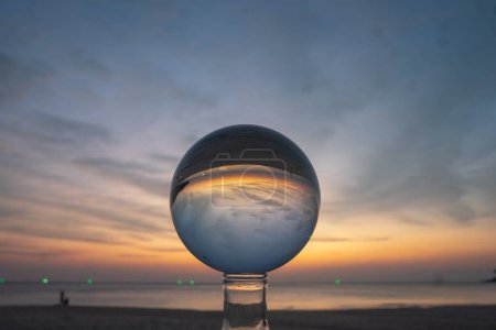 Photo for View of colorful nature at sunset inside crystal ball - Royalty Free Image