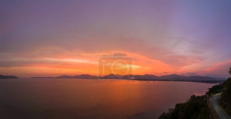 Photo for Aerial view of amazing colors in the sky at twilight - Royalty Free Image