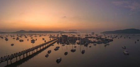 Photo for Aerial view beautiful sunrise cloud above Chalong pier - Royalty Free Image