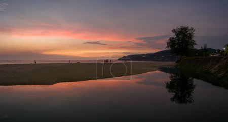 Photo for Aerial view reflection of scenery romantic sky of sunset at Karon beach - Royalty Free Image
