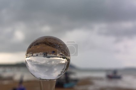 Photo for Magic view of beautiful sunset in a crystal ball with amazing reflections in the sky. - Royalty Free Image