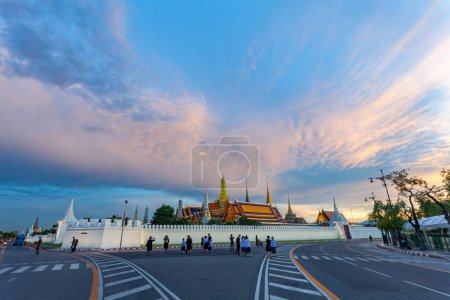Photo for Beautiful sunset above the beautiful palace Wat Phra Kaew or Temple of the Emerald Buddha - Royalty Free Image