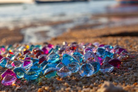 Photo for Colorful diamonds on the beach - Royalty Free Image