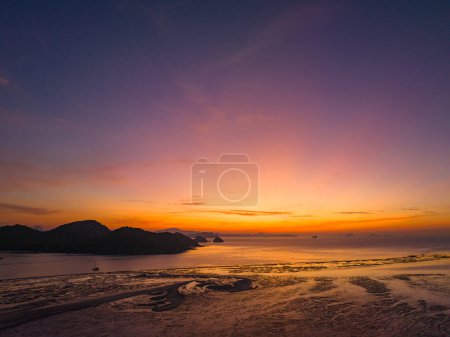 Photo for Aerial view stunning sky at sunrise above Ko Yao Noi island - Royalty Free Image
