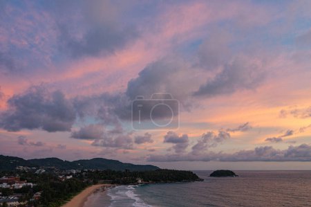 Photo for Aerial view Scene of Colorful romantic sky The brilliant yellow sky - Royalty Free Image