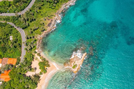 Photo for Aerial top view A small island surrounded with blue sea - Royalty Free Image