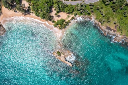 Photo for Aerial top view A small island surrounded with blue sea - Royalty Free Image