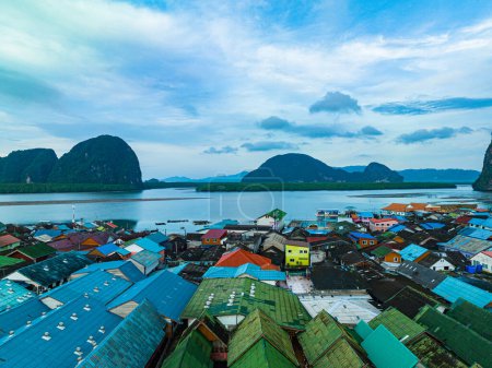 Photo for Aerial view of Koh Panyee A remote island village, there are many islands - Royalty Free Image