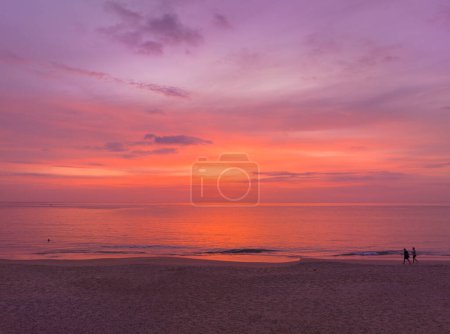 Photo for Aerial view amazing colorful sky in sunset above the ocean - Royalty Free Image
