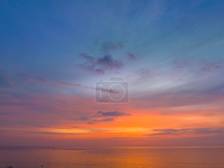 Photo for Aerial view colorful reflection of stunning sunset - Royalty Free Image