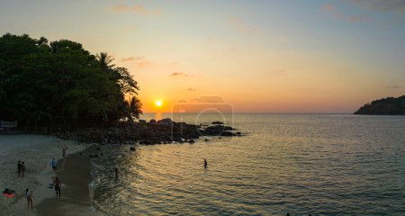 Photo for Aerial view golden sky in sunset above the freedom beach Patong Phuket - Royalty Free Image