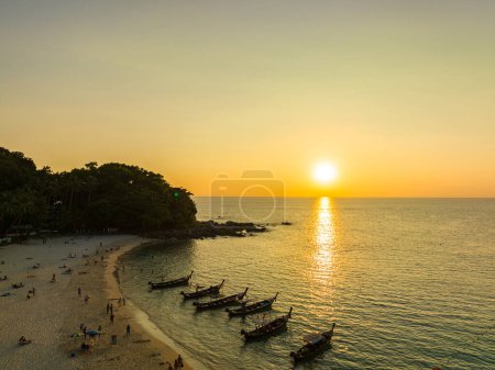 Photo for Aerial view golden sky in sunset above the freedom beach Patong Phuket - Royalty Free Image