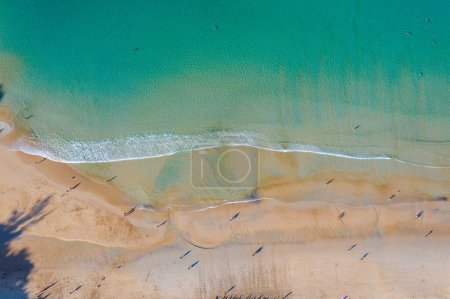 Photo for Aerial view white beach, blue and green sea at Nai Harn beach. - Royalty Free Image