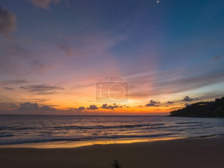 Photo for Aerial view scene romantic sunset at Karon beach. abstract nature background - Royalty Free Image
