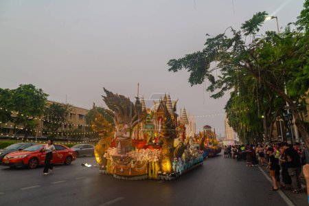 Photo for Bangkok,Thailand-April,11,2024:Nang Noppamas procession on Songkran day Softpower for organizing a great Songkran event There were processions from various provinces joining in the grand procession. - Royalty Free Image