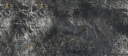 Foto de Mármol negro con venas rizadas blancas, patrón natural de mármol negro para fondo, abstracto negro y oro, mármol negro y amarillo, textura de piedra de mármol de alto brillo para el diseño de azulejos de pared digital. - Imagen libre de derechos