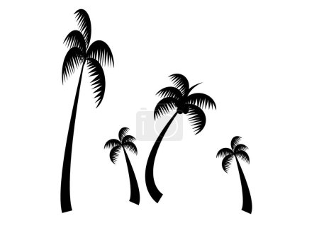 Ilustración de Este conjunto de ilustración detallada de la silueta de palmeras y cocoteros. - Imagen libre de derechos