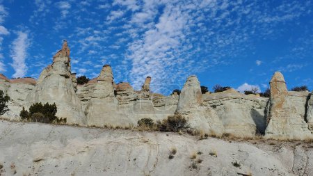 Photo for This photo captures the striking beauty of towering white rock spires in New Mexico. The unique formations, created by erosion, are a testament to the majesty of nature. - Royalty Free Image