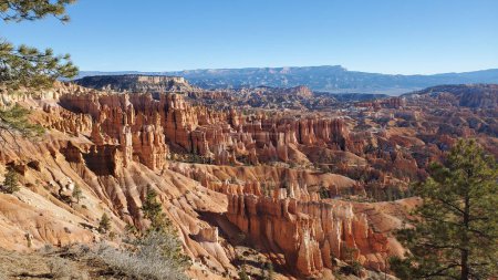 Photo for This stunning photo captures the natural beauty of Bryce Canyon National Park in Utah, USA. The red rock hoodoos and cliffs contrast beautifully with the blue sky and green trees. This is a must-visit destination for nature lovers and adventurers. - Royalty Free Image