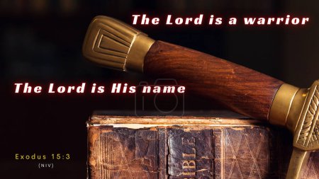Téléchargez les photos : Verset biblique Exode 15 : 3 - Le Seigneur est un guerrier ; le Seigneur est son nom. - en image libre de droit