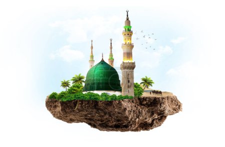 Foto de Cúpula Verde en la Mezquita del Profeta Creación Visual, Medina, Arabia Saudita - Imagen libre de derechos