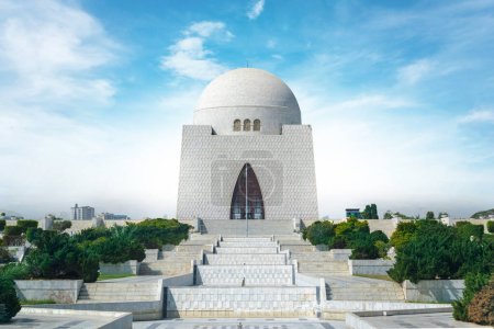 Foto de Santuario de Mazar e Quaid del fundador de Pakistán Mausoleo de Jinnah o El lugar de descanso final de Quaid-e-Azam Muhammad Ali Jinnah 14 Agosto 23 Marzo Día de la Independencia Monumento Monumento - Imagen libre de derechos