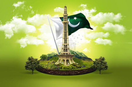 Foto de Minar-e-Pakistan, donde se aprobó la Declaración de la Independencia de Pakistán en el año 1940. - Imagen libre de derechos