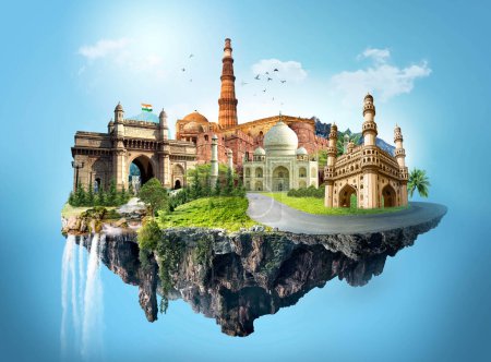 Collage de la India monumentos patrimonio lugares de interés y tours y destinos de viaje.