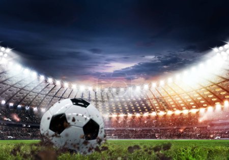 Photo for Classical football on the playground, reflector made a beautiful lens flare in the background - Royalty Free Image