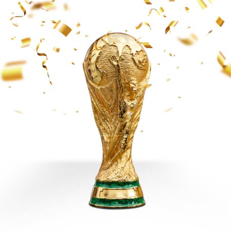 Foto de Copa de fútbol. Trofeo de fútbol dorado aislado sobre fondo blanco. ilustración 3d - Imagen libre de derechos