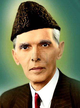 Photo for Quaid day illustration painting Quaid-e-Azam Muhammad Ali Jinnah 25 December - Royalty Free Image