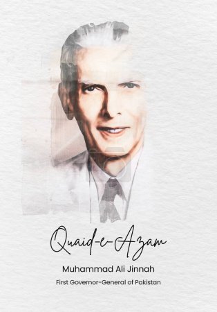 Photo for Quaid day illustration painting Quaid-e-Azam Muhammad Ali Jinnah 25 December - Royalty Free Image