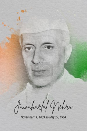 Téléchargez les photos : Pandit Jawaharlal Nehru Premier Premier ministre de l'Inde et combattant de la liberté illustration de dessin numérique - en image libre de droit