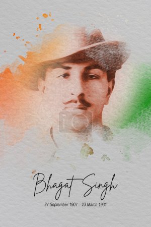 Foto de Diseño de póster creativo de Nation Hero y Freedom Fighter Bhagat Singh ilustración de dibujo digital - Imagen libre de derechos