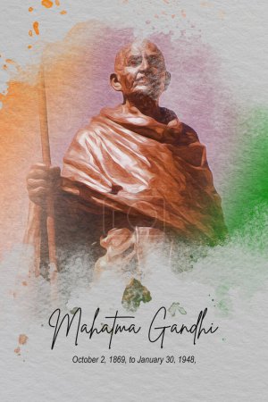 Foto de Mahatma Gandhi Jayanti indio luchador por la libertad dibujo digital ilustración - Imagen libre de derechos