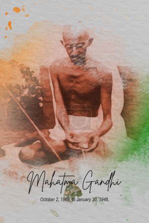 Téléchargez les photos : Mahatma Gandhi Jayanti combattant de la liberté indienne illustration de dessin numérique - en image libre de droit