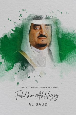 Photo for Fahd Bin Abdulaziz Al Saud 5th King of Saudi Arabia digital drawing illustration - Royalty Free Image