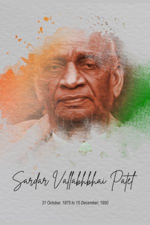 Téléchargez les photos : Vallabhbhai Jhaverbhai Patel, endeared comme Sardar Patel célèbre homme d'État indien premier vice-premier ministre de l'Inde, illustration de dessin numérique - en image libre de droit