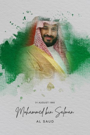 Téléchargez les photos : Prince Mohamed Bin Salman Al Saoud le prince héritier de l'Arabie Saoudite dessin numérique Illustration - en image libre de droit