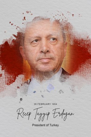 Téléchargez les photos : Président de la Turquie Recep Tayyip Erdogan illustration de dessin numérique - en image libre de droit