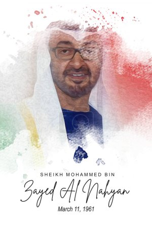 Foto de Shiekh Mohamed Bin Zayed Al Nahyan Presidente de Emiratos Árabes Unidos ilustración de dibujo digital - Imagen libre de derechos