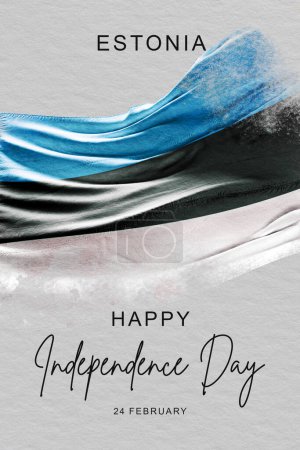 Téléchargez les photos : Estonie Bannière du jour de l'indépendance, Modèle de conception de médias sociaux - en image libre de droit