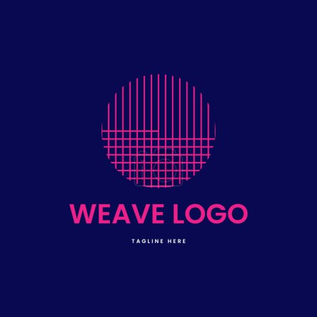 Téléchargez les illustrations : Conception de logo Weave avec des lignes de couleur bleue et rose - en licence libre de droit