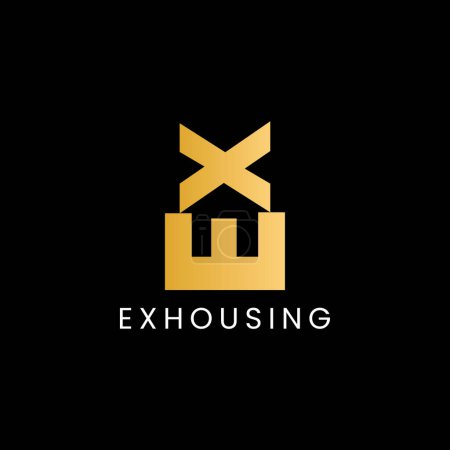 Illustration for Ex hidden House Logo design, home logo - Royalty Free Image